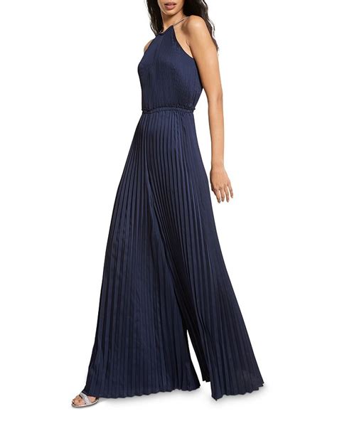 michael michael kors fitted wide-leg jumpsuit|Michael Kors pleated jumpsuit.